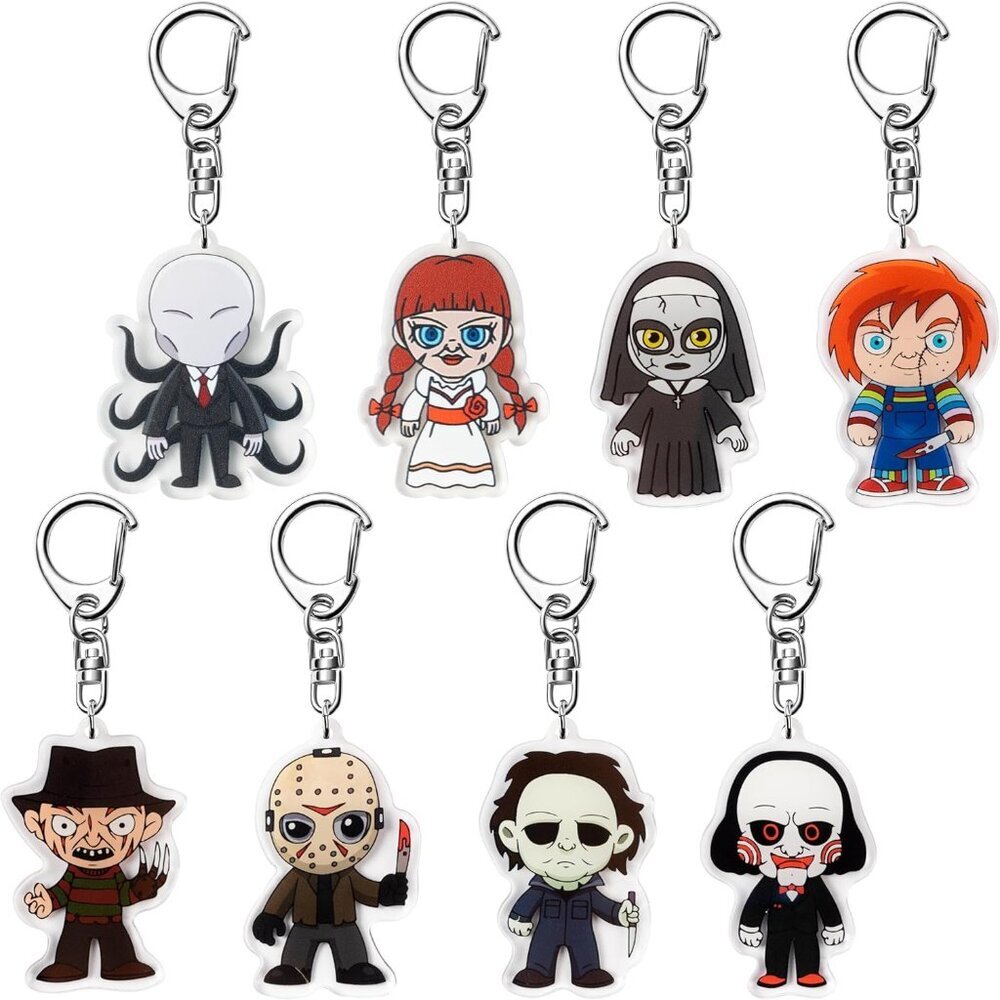 8Pcs Horror Classic Movie Characters Halloween Acrylic Keyring Accessories for K